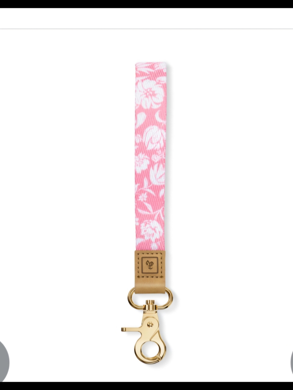 Source Unknown Pink Floral Wristlet Key Holder with Gold Hardware